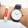 Leisure Quartz Watch Alloy Case Genuine Leather Strap Round Dial For General Gender