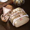 Leisure Quartz Watch And Pearl Butterfly Bracelet Suit Alloy Material Round Dial For Female