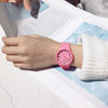 Leisure Quartz Watch For Female Middle School Students Alloy Case Silicone Strap Stainless Steel Clasp Round Dial Ordinary Glass Mirror