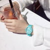 Leisure Quartz Watch For Female Middle School Students Alloy Case Silicone Strap Stainless Steel Clasp Round Dial Ordinary Glass Mirror