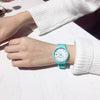 Leisure Quartz Watch For Female Middle School Students Alloy Case Silicone Strap Stainless Steel Clasp Round Dial Ordinary Glass Mirror