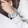 Leisure Quartz Watch For Female Middle School Students Alloy Case Silicone Strap Stainless Steel Clasp Round Dial Ordinary Glass Mirror