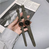 Leisure Retro Allmatch Couple Watch Alloy Case Imitation Leather Strap Stainless Steel Clasp Round Dial Ordinary Glass Mirror