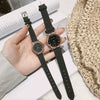Leisure Retro Allmatch Couple Watch Alloy Case Imitation Leather Strap Stainless Steel Clasp Round Dial Ordinary Glass Mirror