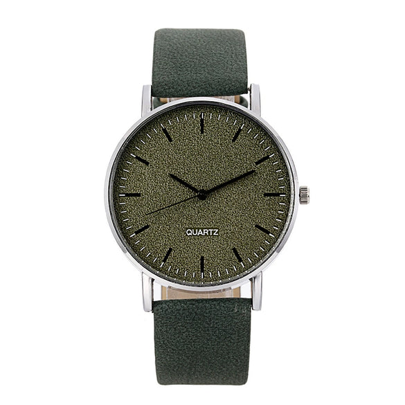 Leisure Retro Couple Quartz Watch Alloy Case Imitation Leather Strap Stainless Steel Clasp Round Dial