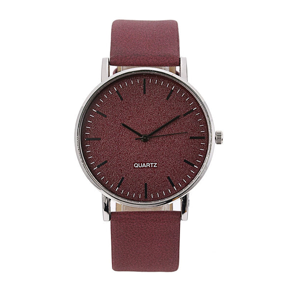 Leisure Retro Couple Quartz Watch Alloy Case Imitation Leather Strap Stainless Steel Clasp Round Dial