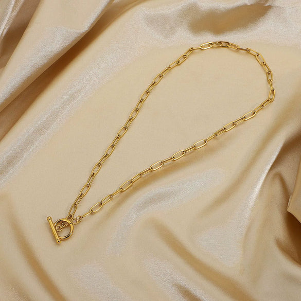 Leisure Sports Rectangular Stainless Steel Vacuum Gold Plated Bamboo Chain Necklace For Women