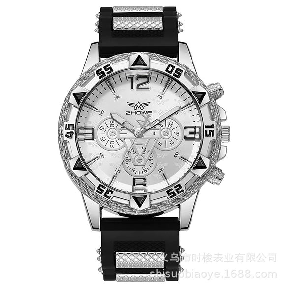 Leisure Sports Watch Alloy Case Plastic Strap Round Dial