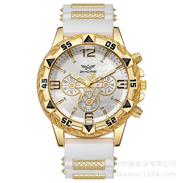 Leisure Sports Watch Alloy Case Plastic Strap Round Dial