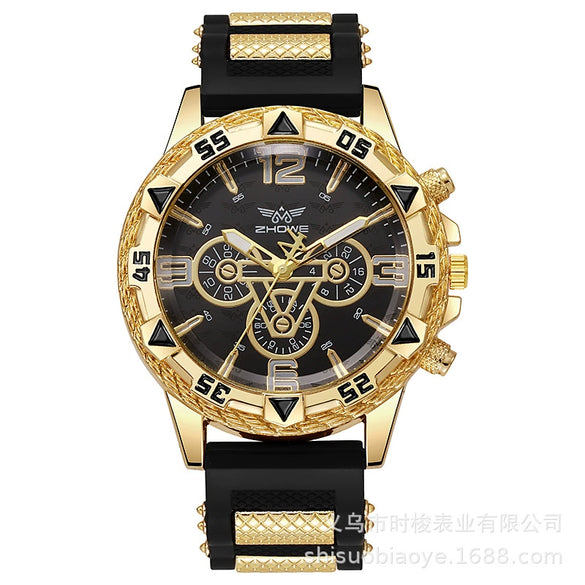 Leisure Sports Watch Alloy Case Plastic Strap Round Dial
