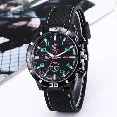 Leisure Sports Watch Plastic Case Silicone Strap Iron Clasp Round Dial