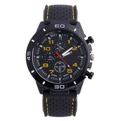 Leisure Sports Watch Silicone Plastic Ordinary Glass Mirror Pin Buckle Round Dial