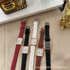 Leisure Square Alloy Case Ordinary Glass Mirror Couple's Watch With Roman Scale For Autumn And Winter