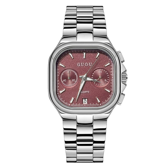 Leisure Square Alloy Strap Quartz Watch For Female With Mineral Strengthened Glass Mirror And Stainless Steel Clasp