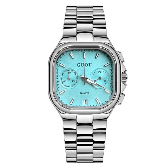 Leisure Square Alloy Strap Quartz Watch For Female With Mineral Strengthened Glass Mirror And Stainless Steel Clasp