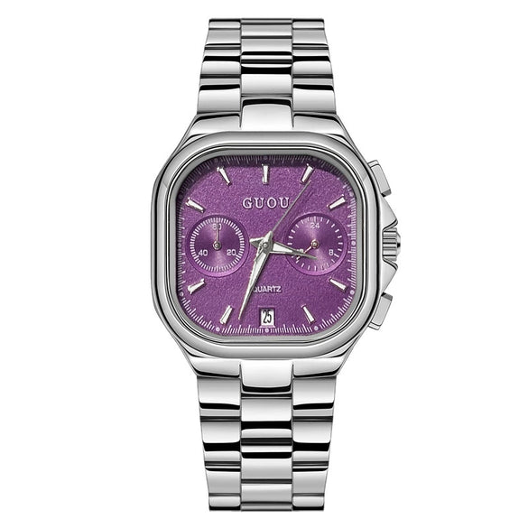 Leisure Square Alloy Strap Quartz Watch For Female With Mineral Strengthened Glass Mirror And Stainless Steel Clasp