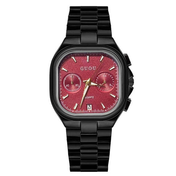 Leisure Square Alloy Strap Quartz Watch For Female With Mineral Strengthened Glass Mirror And Stainless Steel Clasp