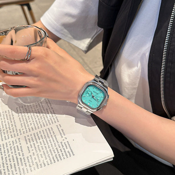Leisure Square Alloy Strap Quartz Watch For Female With Mineral Strengthened Glass Mirror And Stainless Steel Clasp