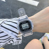 Leisure Square Electronic Watch Rubber Case Silicone Strap Stainless Steel Clasp Plastic Mirror