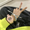 Leisure Square Electronic Watch Rubber Case Silicone Strap Stainless Steel Clasp Plastic Mirror