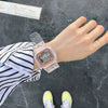 Leisure Square Electronic Watch Rubber Case Silicone Strap Stainless Steel Clasp Plastic Mirror