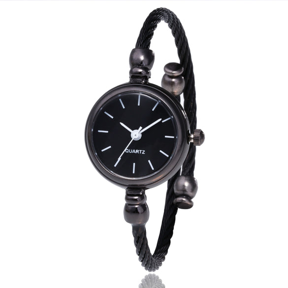 Leisure Style Alloy Bracelet Pointer Female Student Round Dial Decorative Watch