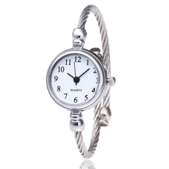 Leisure Style Alloy Bracelet Pointer Female Student Round Dial Decorative Watch