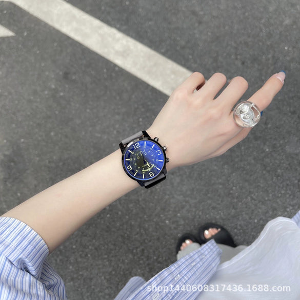 Leisure Style Alloy Case Ordinary Glass Mirror Allmatch Watch For Men And Women