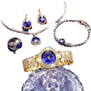 Leisure Style Alloy Case Stainless Steel Band Round Quartz Watch And Jewelry Set For Female