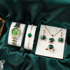 Leisure Style Alloy Case Stainless Steel Band Round Quartz Watch And Jewelry Set
