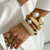 Leisure Style Pearl And Alloy Open Trim Oval Bracelet With Electroplating