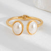 Leisure Style Pearl And Alloy Open Trim Oval Bracelet With Electroplating