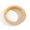 Leisure Style Pearl And Alloy Open Trim Oval Bracelet With Electroplating