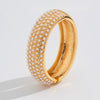 Leisure Style Pearl And Alloy Open Trim Oval Bracelet With Electroplating