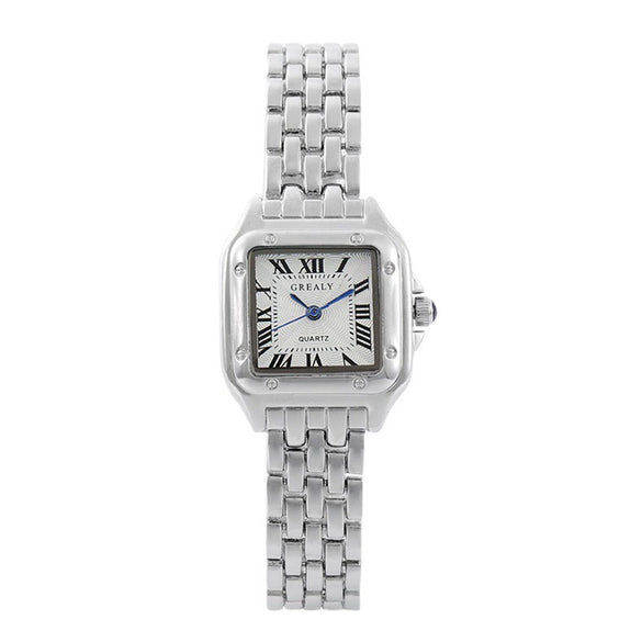 Leisure Waterproof Women Quartz Watch Alloy Steel With Diamond Bracelet Square Dial Fashion Style