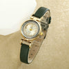 Leisure Women Jewelry Set With Alloy Case Round Dial Quartz Watch And Imitation Leather Belt And Stainless Steel Clasp