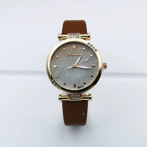 Leisure Women's Alloy And Pu Leather Round Dial Quartz Watch