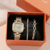 Leisure Women's Alloy Bracelet Watch With Square Dial And Diamond Star Design