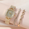 Leisure Women's Alloy Bracelet Watch With Square Dial And Diamond Star Design