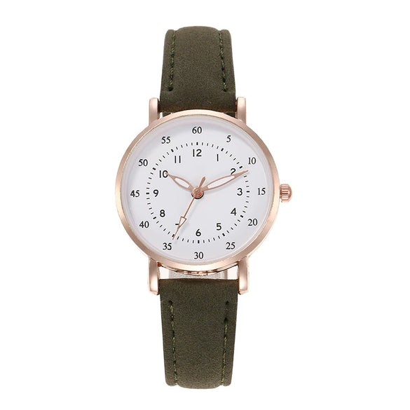Leisure Women's Quartz Watch Alloy Case Imitation Leather Strap Stainless Steel Clasp Round Dial