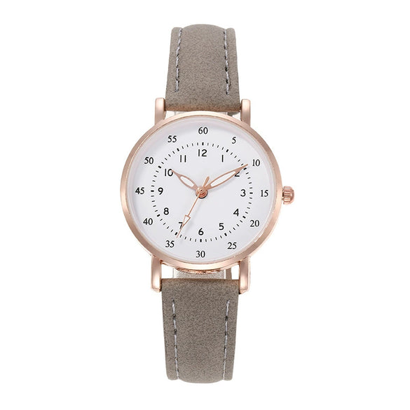 Leisure Women's Quartz Watch Alloy Case Imitation Leather Strap Stainless Steel Clasp Round Dial