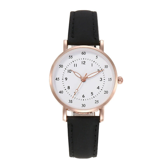 Leisure Women's Quartz Watch Alloy Case Imitation Leather Strap Stainless Steel Clasp Round Dial