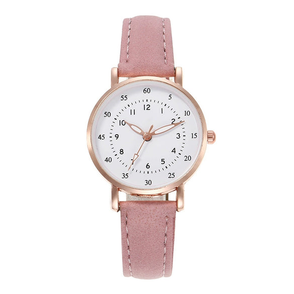 Leisure Women's Quartz Watch Alloy Case Imitation Leather Strap Stainless Steel Clasp Round Dial