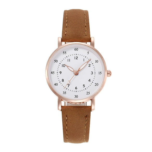 Leisure Women's Quartz Watch Alloy Case Imitation Leather Strap Stainless Steel Clasp Round Dial