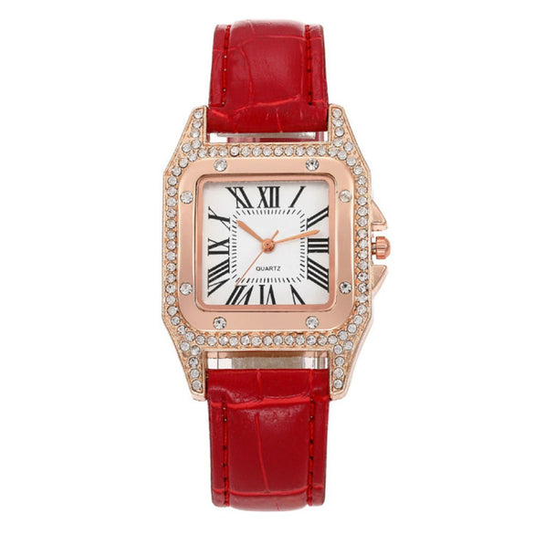 Leisure Women's Watch Alloy Case Imitation Leather Strap Spiral Crown Pin Buckle Round Dial