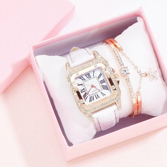 Leisure Women's Watch Alloy Case Imitation Leather Strap Spiral Crown Pin Buckle Round Dial