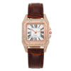 Leisure Women's Watch Alloy Case Imitation Leather Strap Spiral Crown Pin Buckle Round Dial