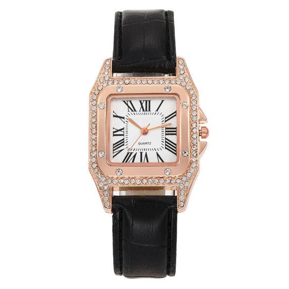 Leisure Women's Watch Alloy Case Imitation Leather Strap Spiral Crown Pin Buckle Round Dial