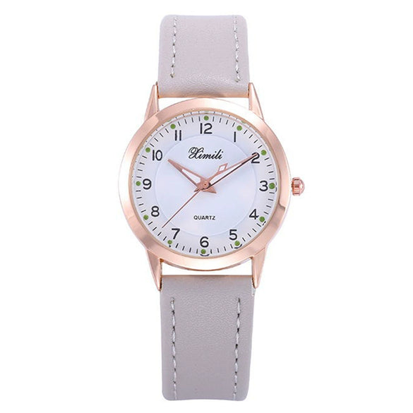 Leisure Women's Watch With Imitation Leather Strap Alloy Case Round Dial And Stainless Steel Buckle