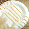 Lentil Stitching Freshwater Pearl Embellishment Brass Necklace For Girls With Electroplating Design